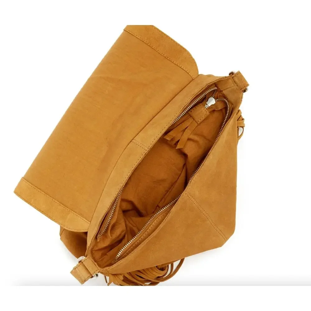 Ten79LA Ricky Suede Tan Crossbody Bag Fringe Western Native Inspired